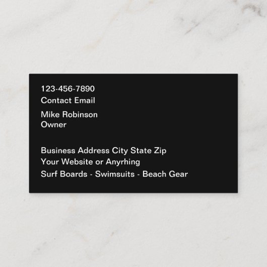 Surfing Beach Gear Business Cards 名刺 (裏面)