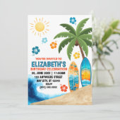 Surfing Birthday Party Invitation 招待状 (スタンド正面)