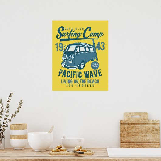 Surfing Camp Pacific Wave Poster ポスター (キッチン)