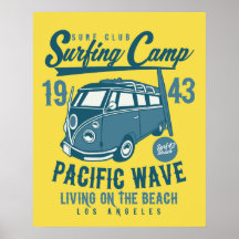 Surfing Camp Pacific Wave Poster