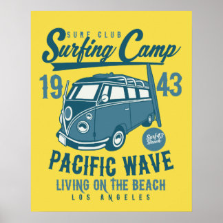 Surfing Camp Pacific Wave Poster ポスター
