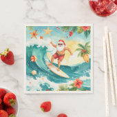 Surfing Christmas in Hawaii with Santa Claus  スタンダードランチョンナプキン (インサイチュ)