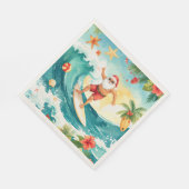 Surfing Christmas in Hawaii with Santa Claus  スタンダードランチョンナプキン (角)