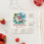 Surfing Christmas in Hawaii with Santa Claus  縁ありカクテルナプキン (インサイチュ)