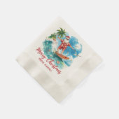 Surfing Christmas in Hawaii with Santa Claus  縁ありカクテルナプキン (角)