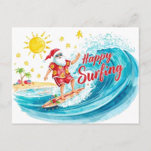 Surfing Christmas with SANTA CLAUS シーズンポストカード (正面)