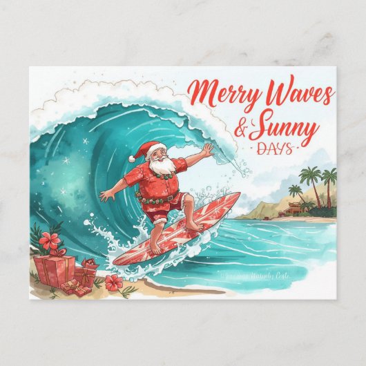 Surfing Christmas with SANTA CLAUS ポストカード (正面)