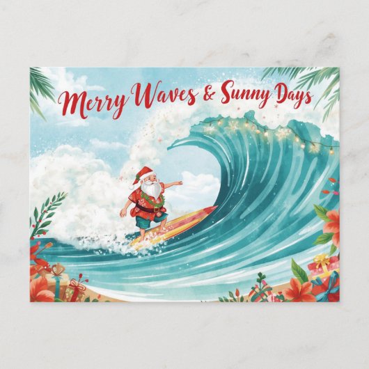 Surfing Christmas with SANTA CLAUS ポストカード (正面)