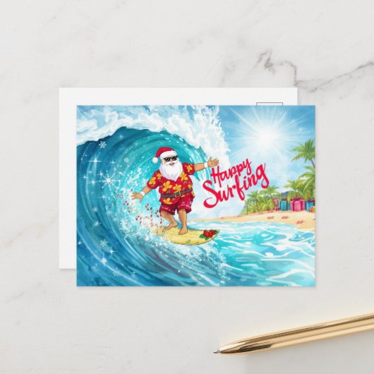 Surfing Christmas with SANTA CLAUS  ポストカード (正面/裏面インサイチュ)