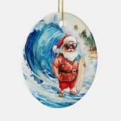 Surfing Christmas with Santa Claus surfer セラミックオーナメント (右)