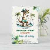 Surfing Dinosaur Birthday Invitation  招待状 (スタンド正面)