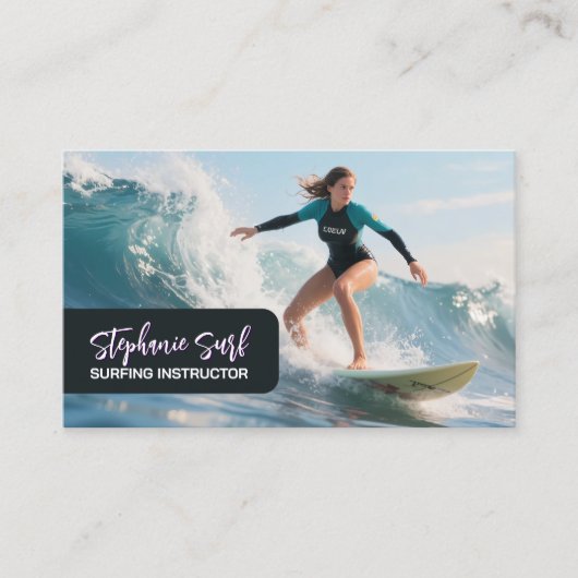 Surfing Female Instructor  Business Card 名刺 (正面)