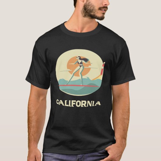 Surfing Girl California Dreaming Surf Surfing Sur Tシャツ (正面)