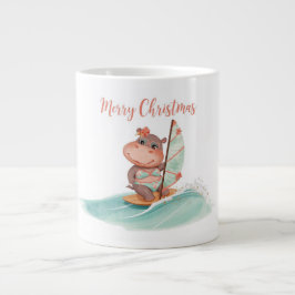 Surfing Hippo Bikini Christmas  ジャンボコーヒーマグカップ