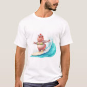 Surfing Hippo Christmas Bikini Hippo T-Shirt  Tシャツ (正面)