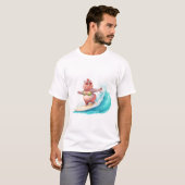 Surfing Hippo Christmas Bikini Hippo T-Shirt  Tシャツ (正面フル)