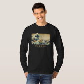 Surfing Irish Wolfhound Kanagawa Wave Japanese Dog Tシャツ (正面フル)