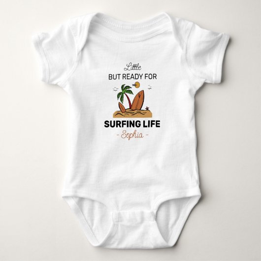 Surfing Little but Ready for Surfing Life - Surfer ベビーボディスーツ (正面)