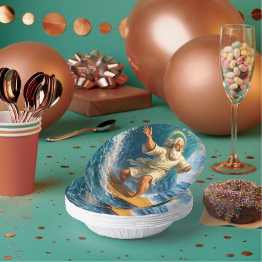 Surfing Moses biblical art disposable paper bowl ペーパーボウル (複数)