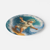 Surfing Moses funny biblical art party paper plate ペーパープレート (アングル)