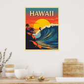 Surfing Paradise: Hawaii Sunset Adventure ポスター (キッチン)