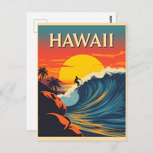 Surfing Paradise: Hawaii Sunset Adventure ポストカード (正面/裏面)
