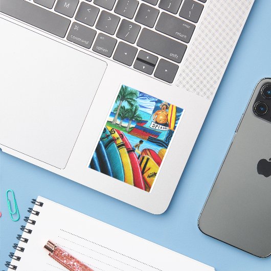 Surfing Pegatina シール (ノートパソコンとiPhone)