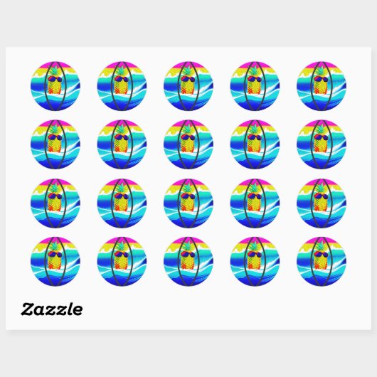 SURFING PINEAPPLE BEACH BALL ラウンドシール (シート)