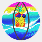 SURFING PINEAPPLE BEACH BALL ラウンドシール (正面)