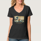 Surfing Redbone Coonhound Kanagawa Wave Japanese D Tシャツ (正面)