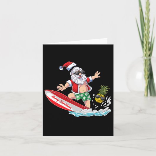 Surfing Santa Beach Holiday Plams Christmas In Jul カード (正面)