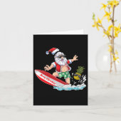Surfing Santa Beach Holiday Plams Christmas In Jul カード (黄色い花)