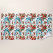 Surfing Santa Christmas with Santa Surfer ビーチタオル (正面)