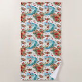 Surfing Santa Christmas with Santa Surfer ビーチタオル (正面)