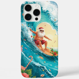 Surfing Santa Christmas with Santa Surfer iPhone 16 Pro Maxケース