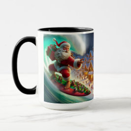 Surfing Santa Coming to Town Christmas Coffee Mug マグカップ