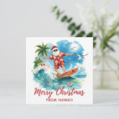 Surfing Santa in Hawaii – Tropical Christmas  シーズンカード (スタンド正面)