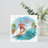 Surfing Santa in Hawaii – Tropical Christmas  シーズンカード (スタンド正面)