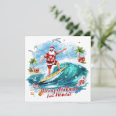 Surfing Santa in Hawaii – Tropical Christmas  シーズンカード (スタンド正面)