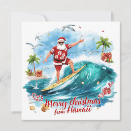 Surfing Santa in Hawaii – Tropical Christmas  シーズンカード
