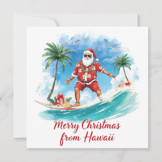 Surfing Santa in Hawaii – Tropical Christmas  シーズンカード (正面)