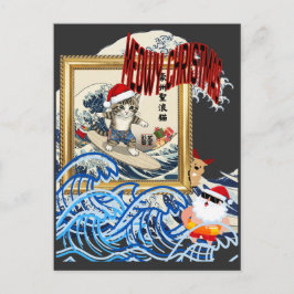 Surfing Santa Inspired by Hokusai ポストカード