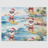 Surfing Santa is on big wave in Hawaii  薄葉紙 (正面)