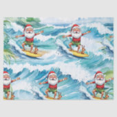 Surfing Santa is on big wave in Hawaii  薄葉紙 (正面)