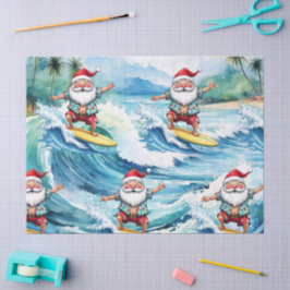 Surfing Santa is on big wave in Hawaii  薄葉紙