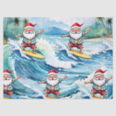 Surfing Santa is on big wave in Hawaii  薄葉紙 (正面)