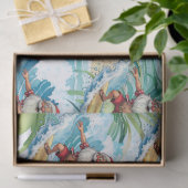 Surfing Santa is on big wave in Hawaii 薄葉紙 (ギフト)