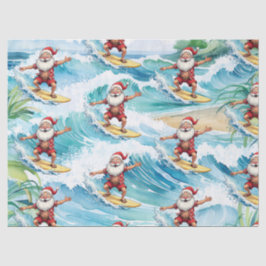 Surfing Santa is on big wave in Hawaii  薄葉紙
