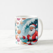 Surfing Santa Seashell Wave Classic Christmas Mug コーヒーマグカップ (正面右)