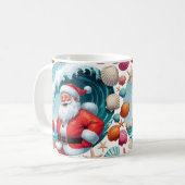 Surfing Santa Seashell Wave Classic Christmas Mug コーヒーマグカップ (正面左)